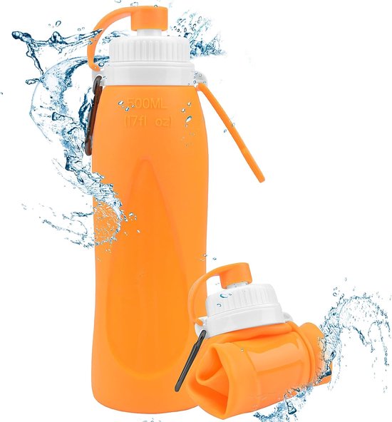 Euqvunn 2 Stuks Opvouwbare Waterfles - BPA-vrij TPU, Herbruikbare Zachte Fles 500 ML - Stof- en Lekvrij voor Hydratatievest, Hardlopen In De