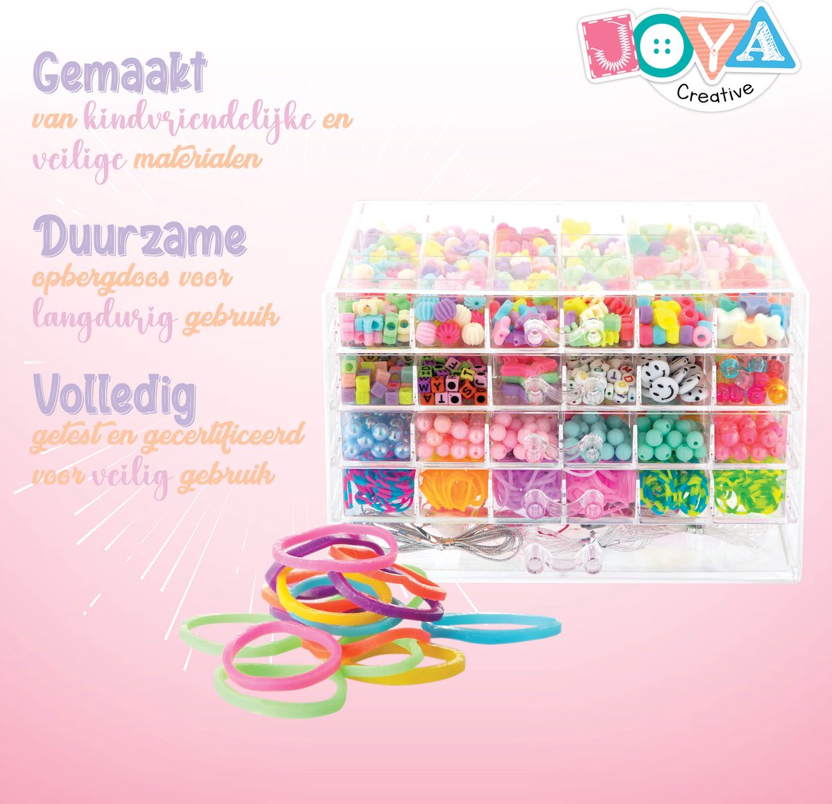 Armbandjes maken Meisjes 3000pcs - Sieraden Maken - Kralenset met Letterkralen, Pastelkleuren, Smiley Beads & Loombandjes - Geschikt voor meisjes vanaf 6 jaar - Joya Creative — afbeelding 2