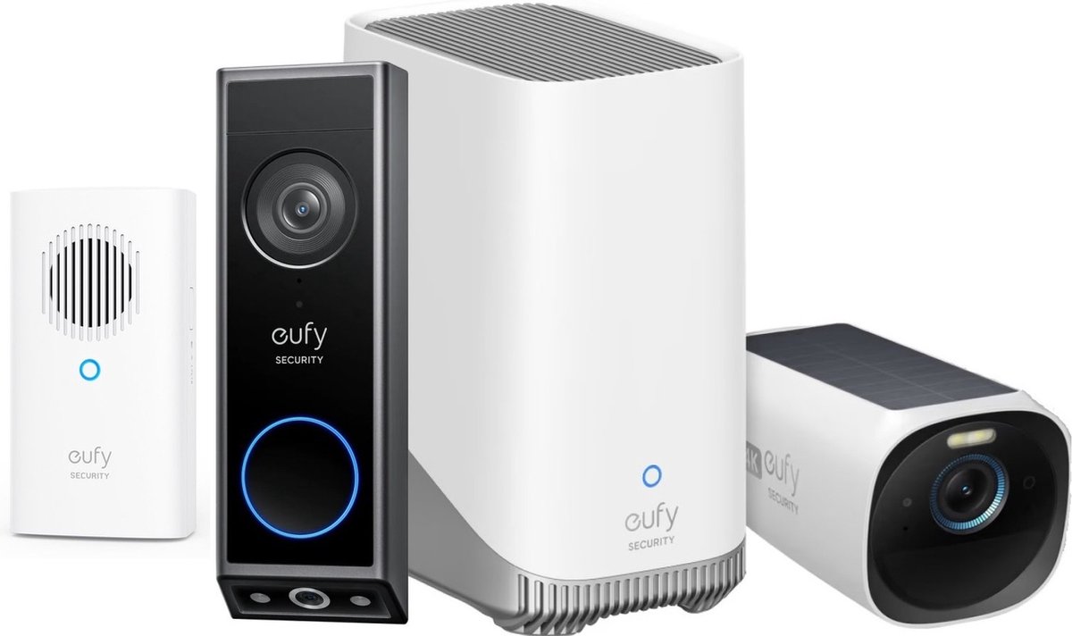 eufy Security E340 Video Doorbell met chime + HomeBase 3 S380 + eufyCam 3 - Bundelvoordeel