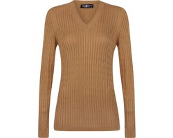 Jimmy Sanders V-Neck Sweater - V Trui - 100% Katoen Dames Camel - Xl
