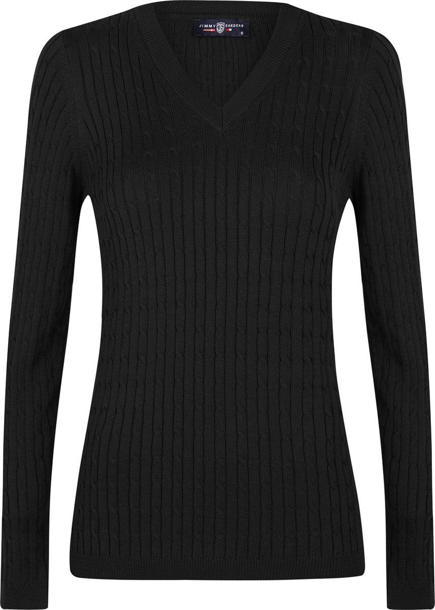 Jimmy Sanders V-Neck Sweater - V Trui - 100% Katoen Dames Zwart - S