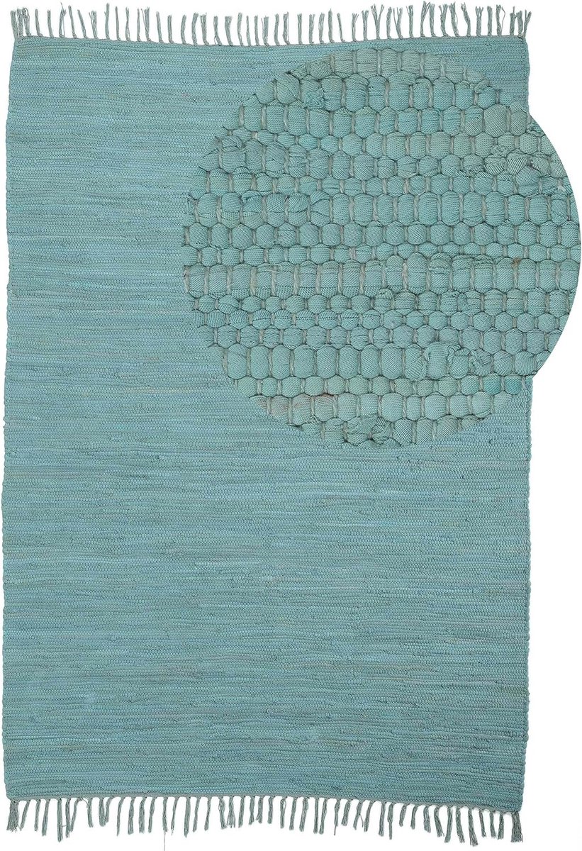 Goodivery ® Handgeweven Modern Vloerkleed Turquoise 120 x 170 cm met Franje voor Woonkamer en Slaapkamer