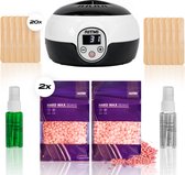 Wax Ontharingsapparaat Zwart - Wax Ontharing Set - Wax ontharen - Wit - 200 gram Waxbonen - 20x Spatels - Pre en Afterspray