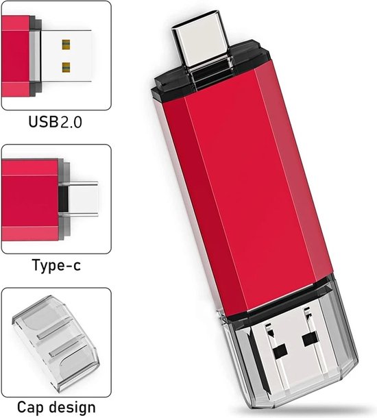 SSK USB Stick 3.2 256GB, tot 200 MB/S snelle USB-geheugenstick, dubbele USB flash drive a en c, robuuste zwarte metalen pendrive voor mobiele telefoons, tablets, MacOS, computers, auto's, tv's