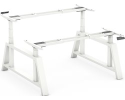 Worktrainer - OakDesk Dubbel Zit Sta Bureau - Hoogte 73,5 - 137,5 cm - Breedte 107,5 - 180 cm - Wit/Wit - Memory Bediening - In Hoogte Verstelbaar Bureau Duo Onderstel - Elektrisch Frame