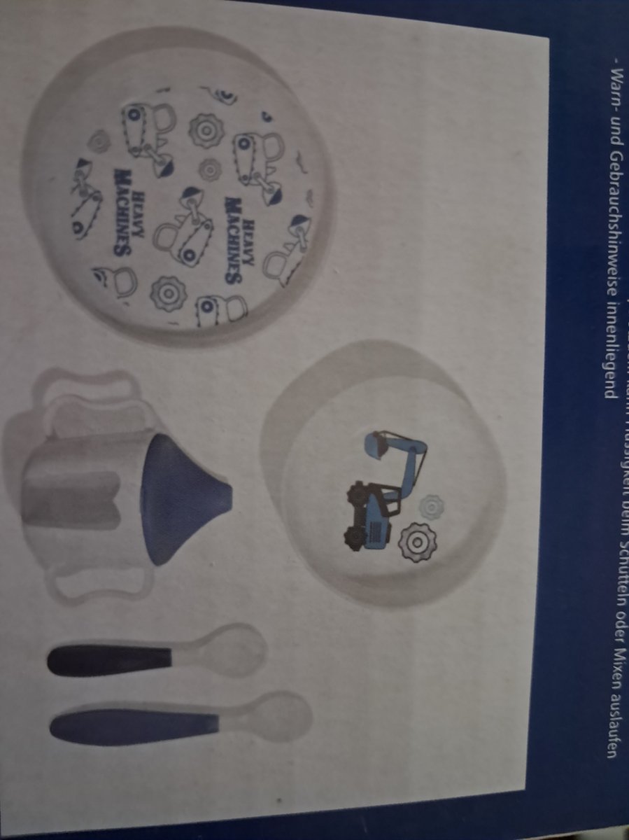 Goedkoopste Lupilu Babyserviesset 5-delig - Blauw/wit - Robuust Kunststof - Drinkbeker met oren een schaalaanduiding