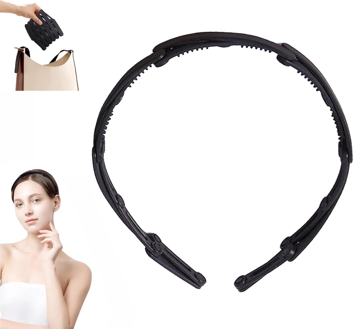 Haarband Diadeem Opvouwbaar En Schaalbaar Dames Haarbanden Opvouwbare Diadeem Opvouwbaar Haarband Zwart Vrouwen Tieners Meiden Lichtgewicht Hardlopen Atletisch Gym Dans Yoga Haaraccessoires