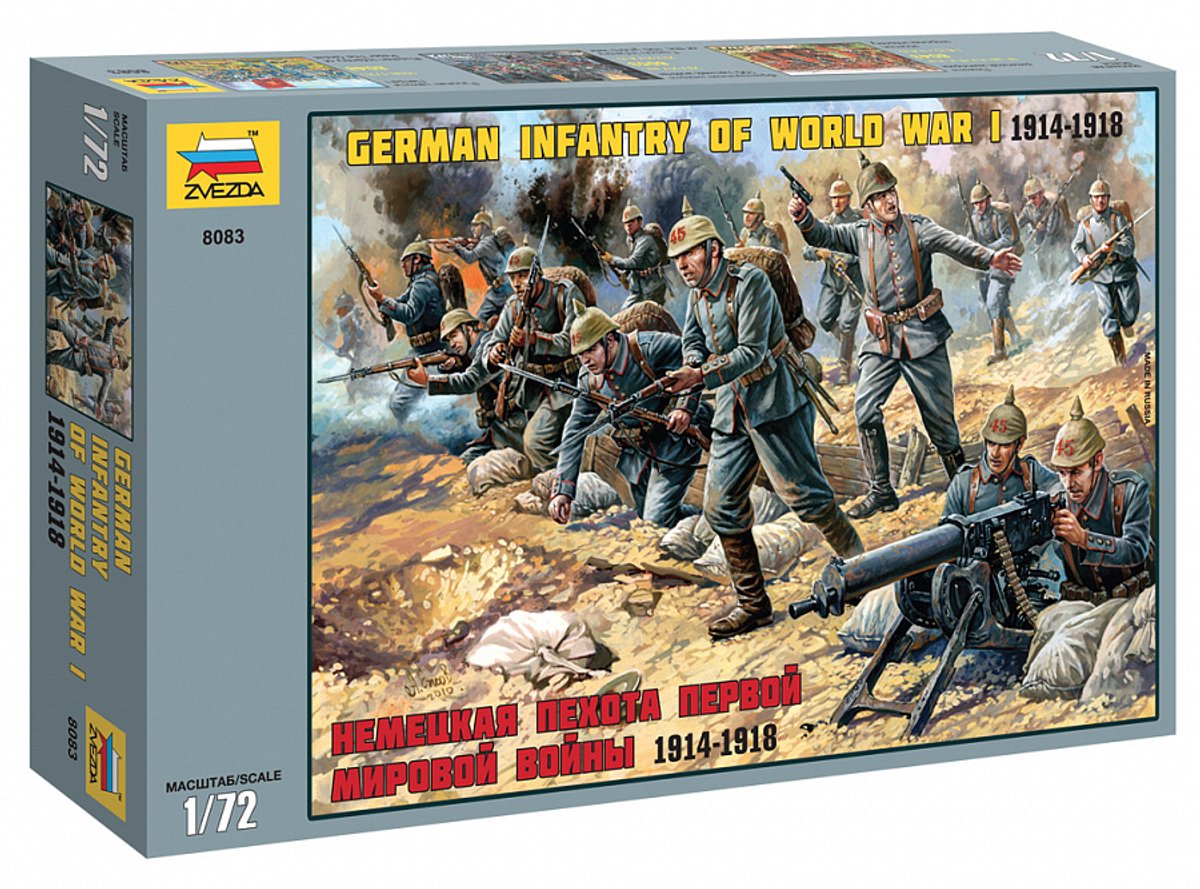 Zvezda Modelbouwpakket Militaire voertuigen - 8083 Duitse infanterie WWI - 1914-1918 - Figuren Plastic - 1:72 - Modelbouw
