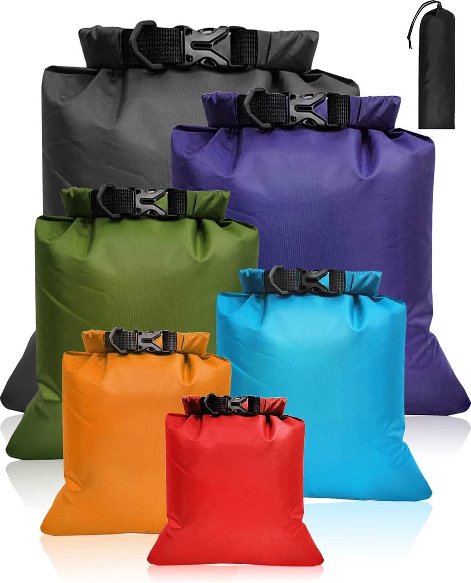 Waterdichte Dry Bag Set 6 stuks, Grote Capaciteit Ripstop Dry Bag Waterdicht in 8L 5L 3.5L 3L 2.5L 1.5L Organizer Opbergzakken voor Buiten Wandelen Kamperen Vissen Fietsen (Multicolor)