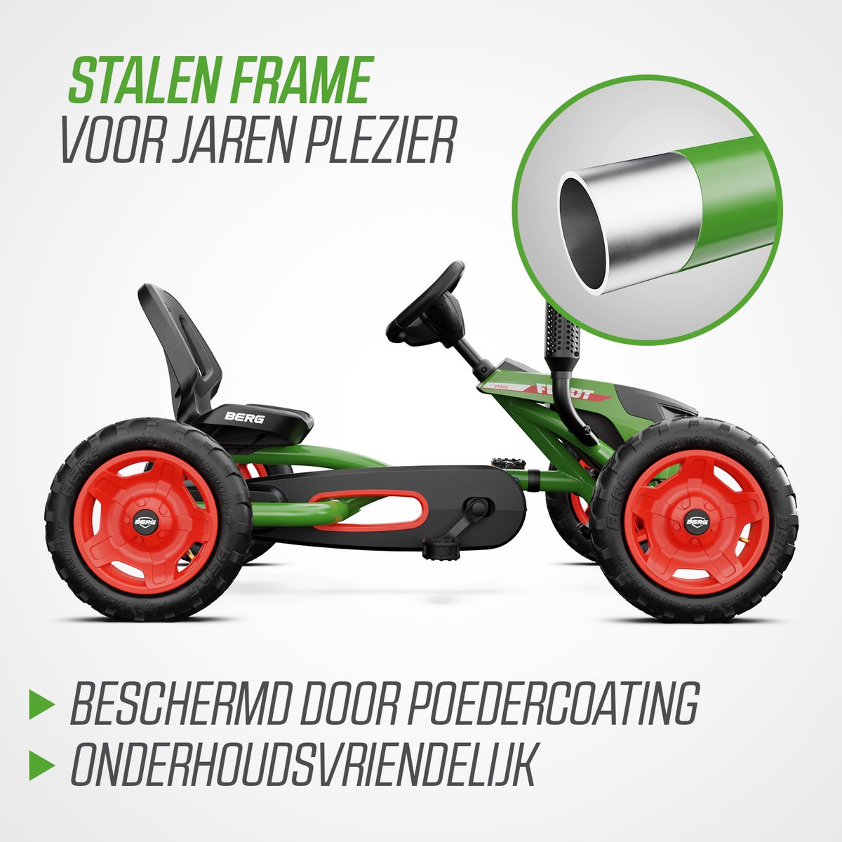 BERG Buddy Fendt® Skelter - 3+ Jaar - Verstelbare Stoel - Vrijloopautomaat - Officieel licentiemodel - Groen/Rood — afbeelding 8
