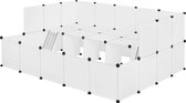 Eszenzics™ modulaire dierenren - Opvouwbaar - Flexibel ontwerp - Solide kunststof wit - Extra verdieping - Voor konijn, cavia, hamster, knaagdier, hond enz. - Dierenkooi