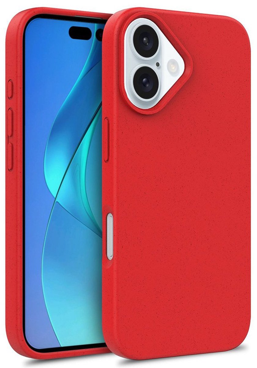 Flexibel Eco hoesje geschikt voor iPhone 16 - rood- Milieuvriendelijk en schokbestendig ontwerp - Onbreekbaar - Trendy kleuren
