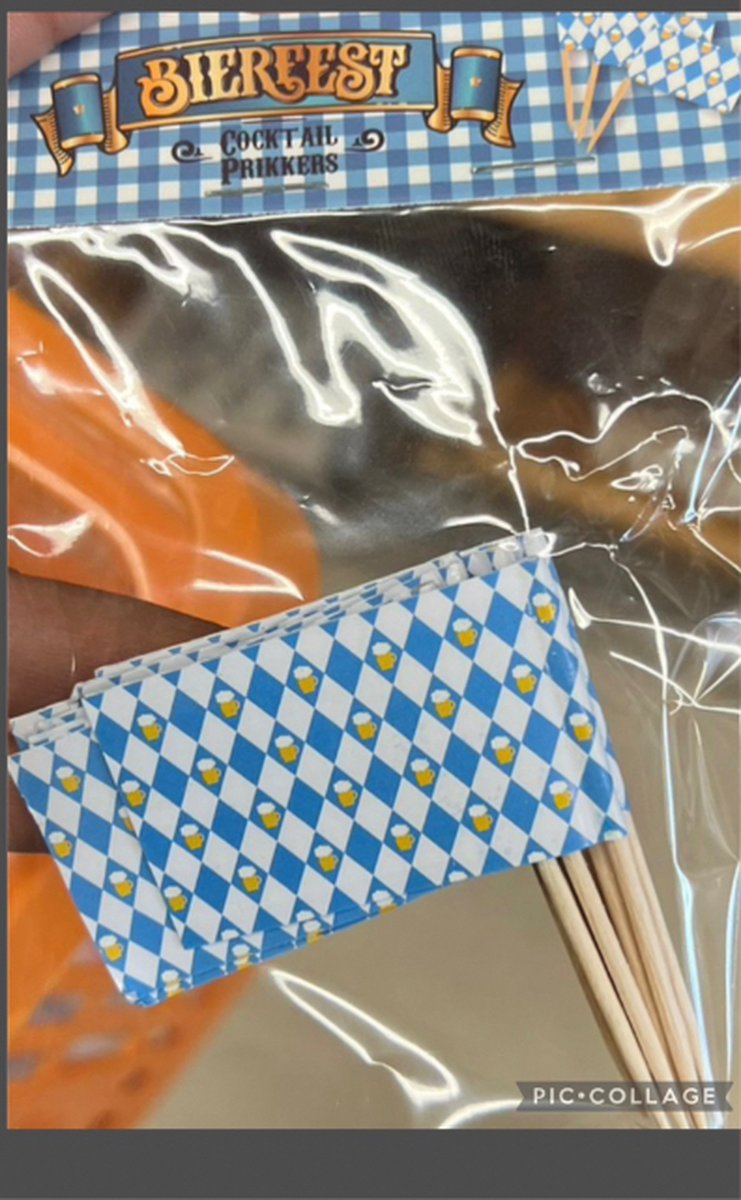 Cocktailprikkers Oktoberfest Blauw wit 12 stuks