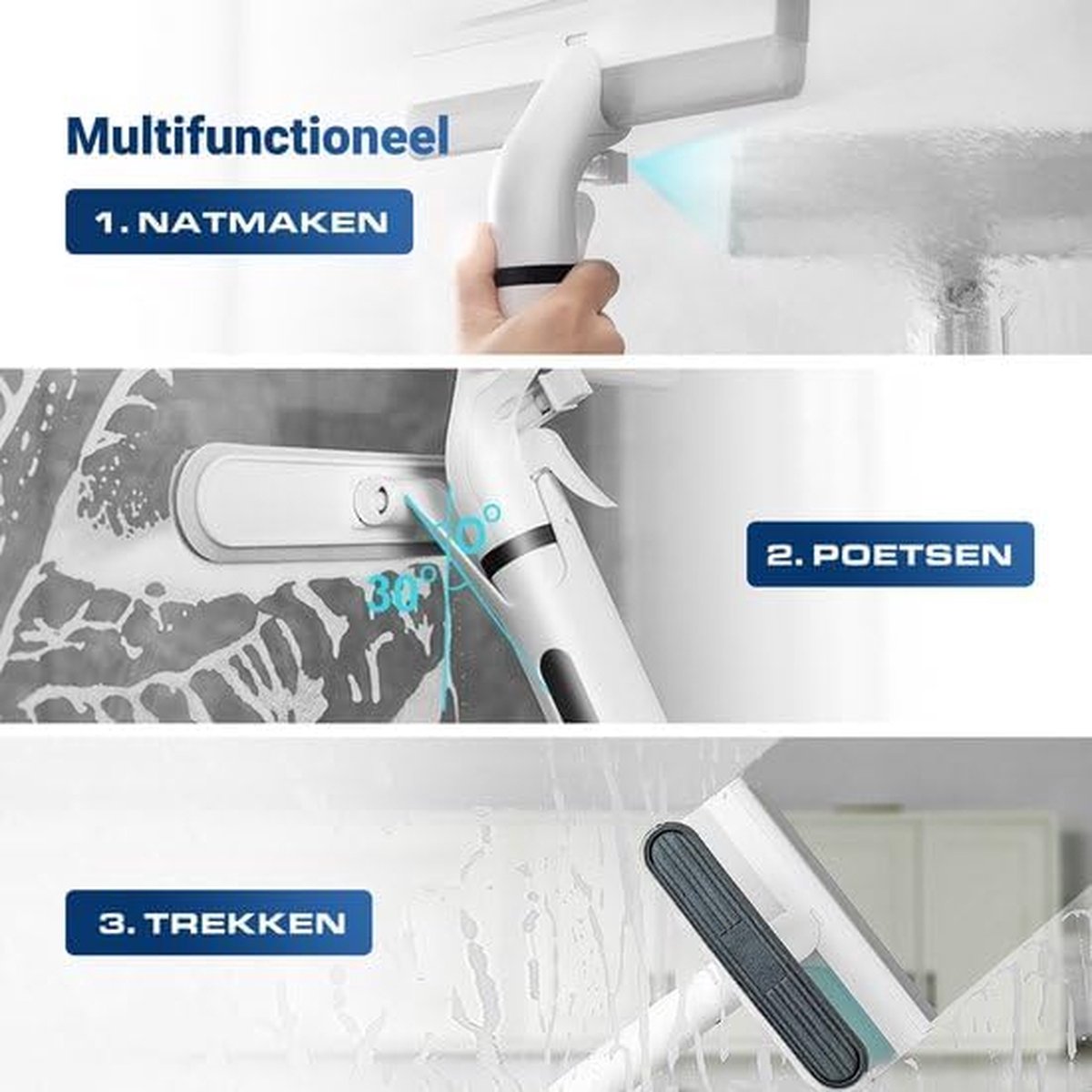 GAESHOW Telescopische raamwisser, uittrekbaar tot 4 m, 2-in-1 GAESHOW Telescopische raamwisser, uittrekbaar tot 4 m, 2-in-1