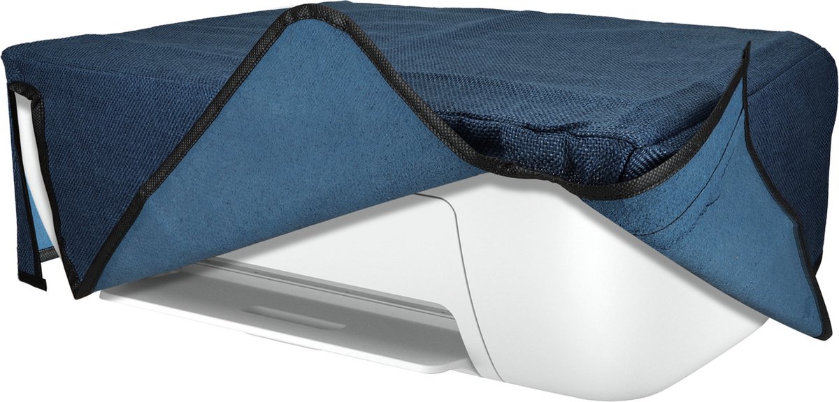 kwmobile printer hoes geschikt voor HP DeskJet 2755e / DeskJet 2720e / 2710e / 2820e / 2721e case - Linnen cover - Stofhoes voor printer in blauwgrijs