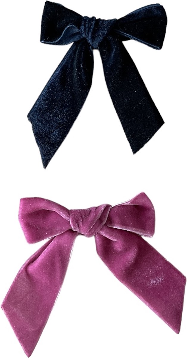 Trendy haarspeldjes Setje Haarspeldjes Fluwelen Strik Meisjes Haaraccessoires Peuter Kleuter Haarclips Donkerblauw Vintage Roze