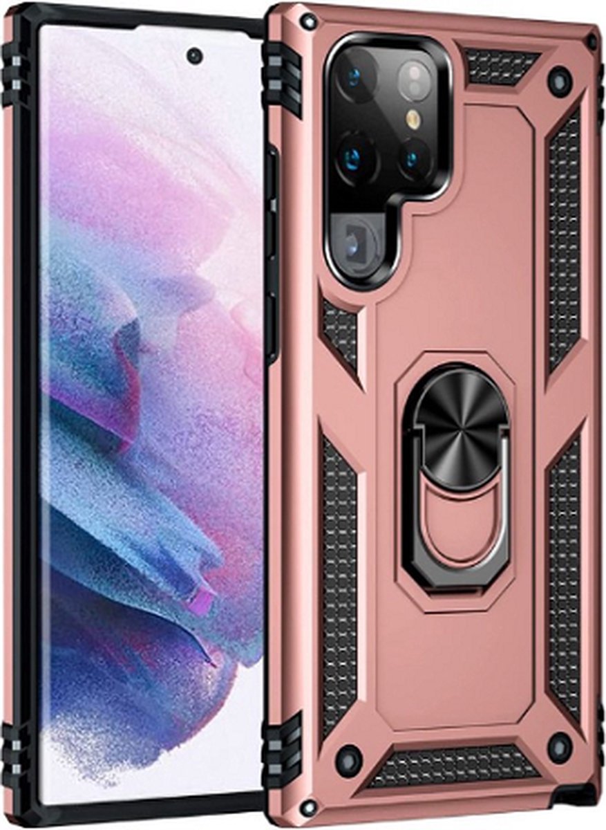 Samsung S22 Ultra Hybrid Armor Anti Shock Hoesje Rose Goud