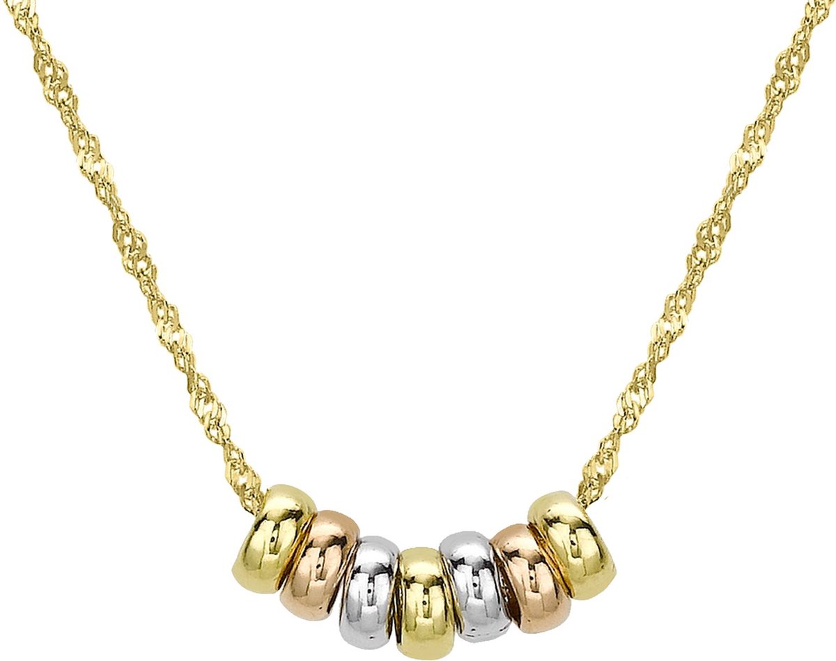 Lucardi Dames Ketting met 7 lucky rings 9 karaat Ketting Cadeau 41 cm . bol