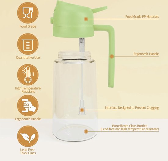 Pulvérisateur d’huile d’olive Lexium - Spray de cuisson - Pulvérisateurs d’huile d’olive - Spray de cuisson en bouteille d’huile - Accessoires BBQ - Airfryer - Spray de cuisson