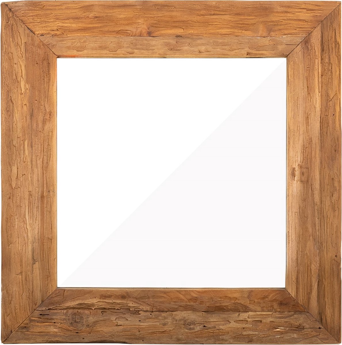 Meubelplaats Teak Spiegel 80x80 cm - Ruw Oud Teakhout - Robuust Design - Houten lijst