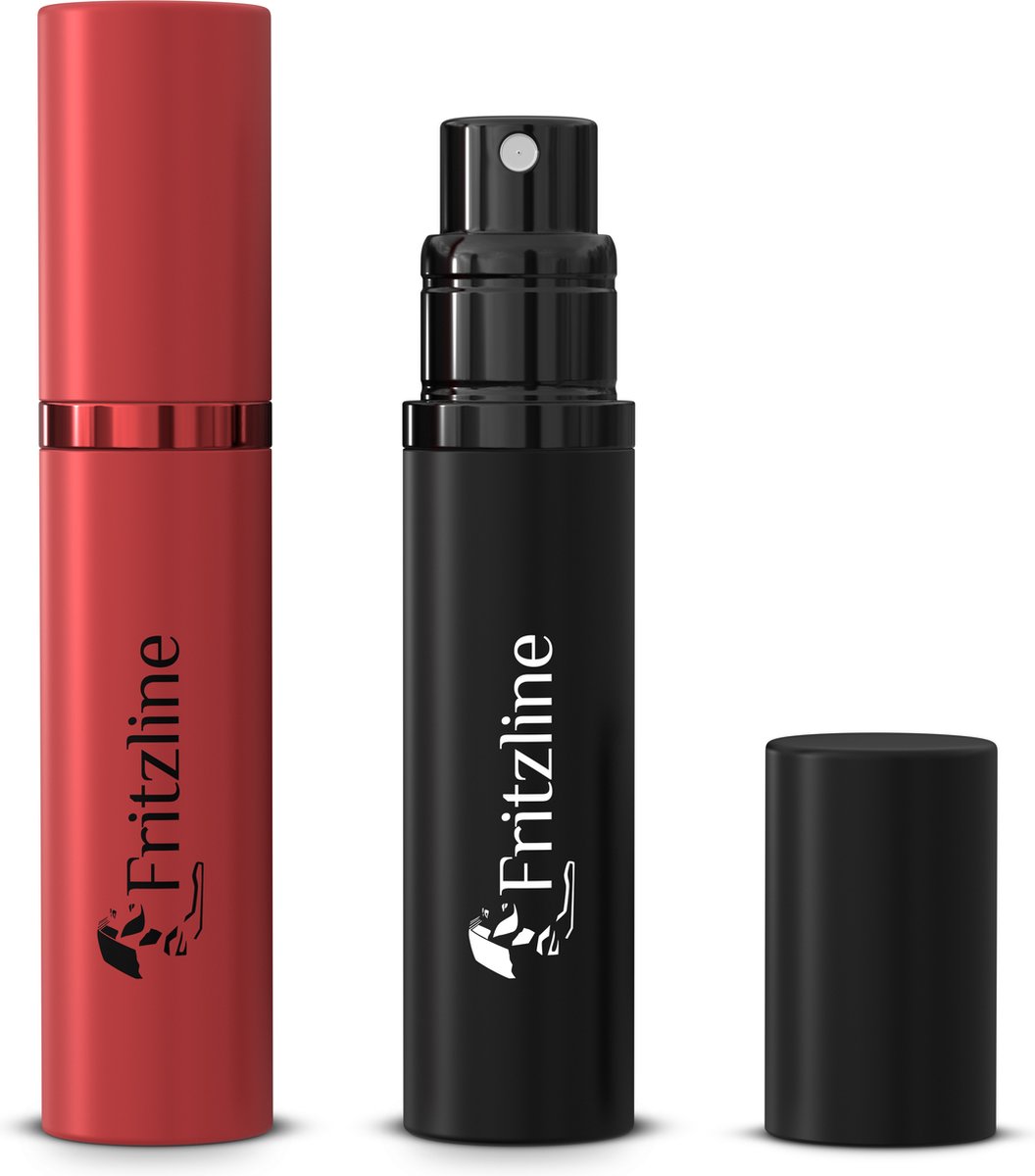 Fritzline® Set van 2 Luxe Navulbare Parfumflesjes - parfum flesje navulbaar - verstuiver flesjes leeg - reisflesje - mini parfumverstuiver - zwart rood