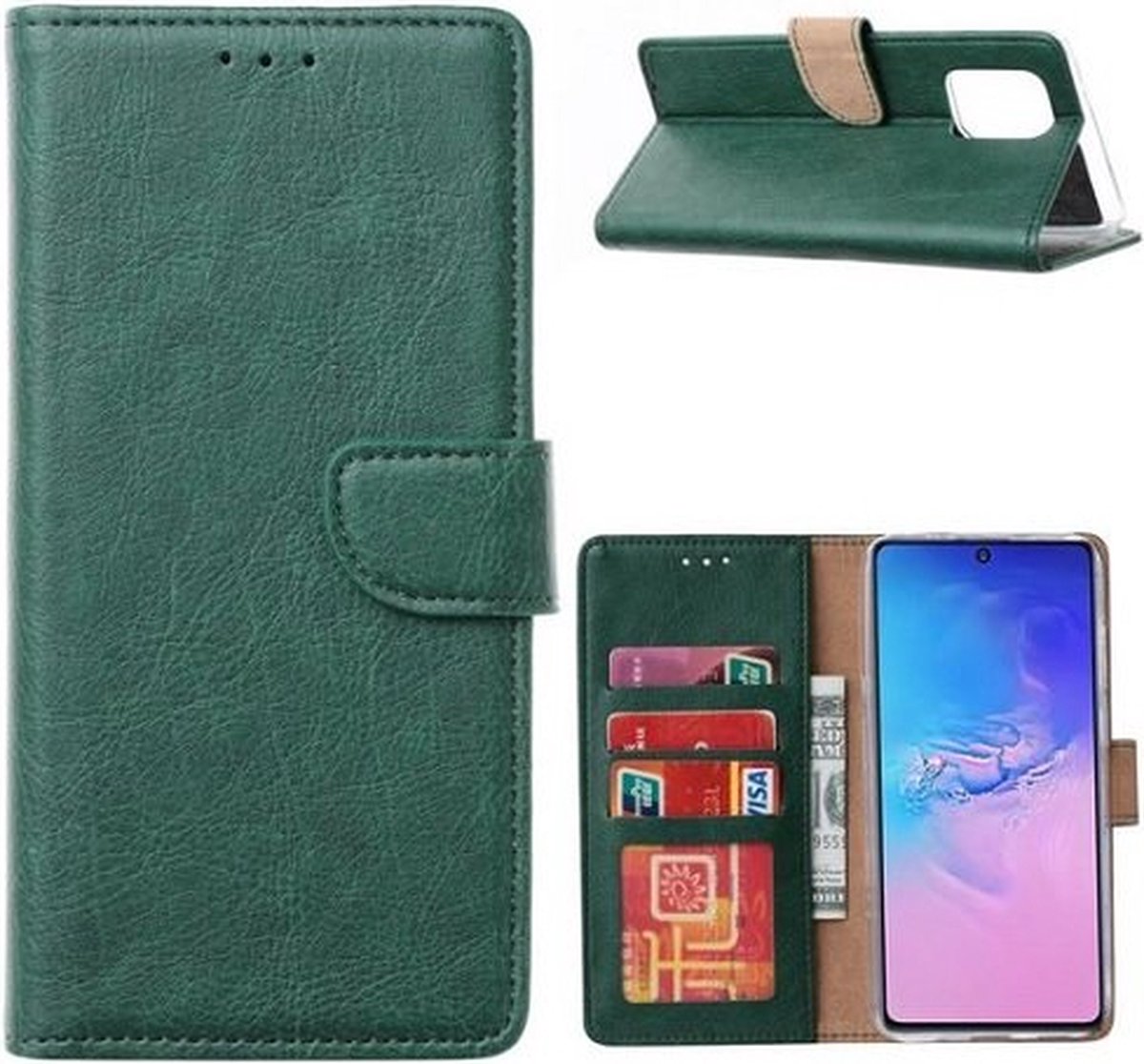 Samsung S20 Plus Hoesje Met Pasjeshouder Bookcase Groen