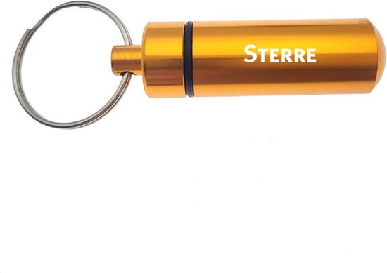 Porte-clés - Pilulier - Avec nom - Étoile - Médicaments - Étui d'identité - Goud