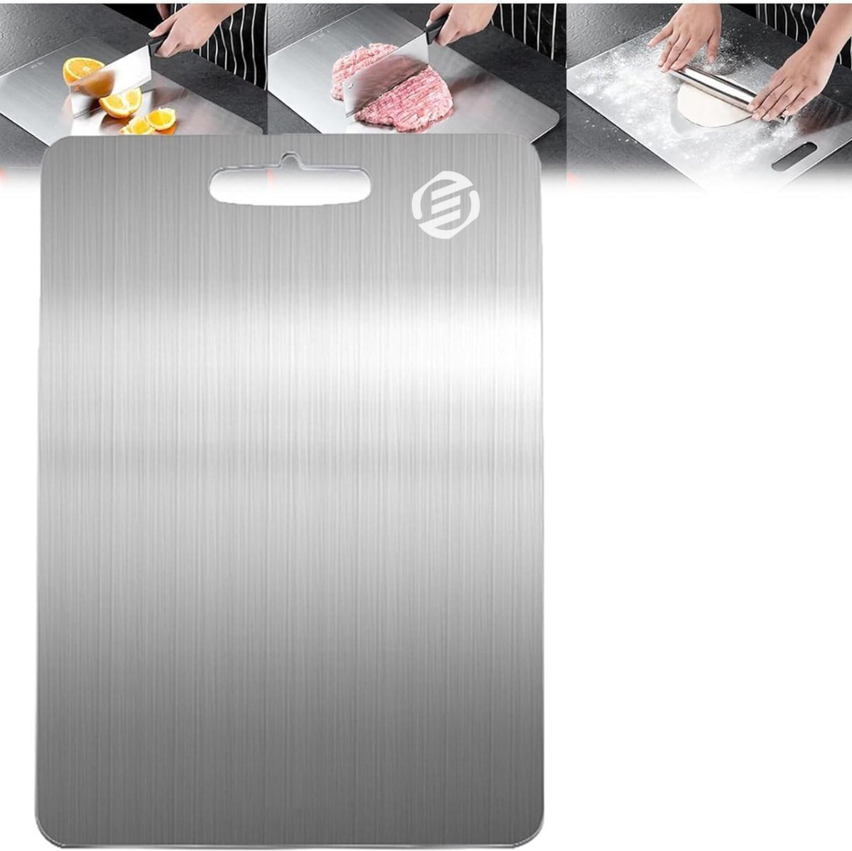 Equivera Titanium Snijplank - Geen Plastic - Geen Geurtjes - Roestvrij - Cutting Board - Anti Bacterieel - Vaatwasserbestendig