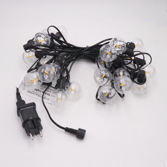 Guirlande d'éclairage extérieur Foryouliving - Filament - 25 Ampoules LED - 10 mètres - Connectable - Éclairage de jardin - Guirlande lumineuse - Éclairage d'ambiance - Éclairage de fête