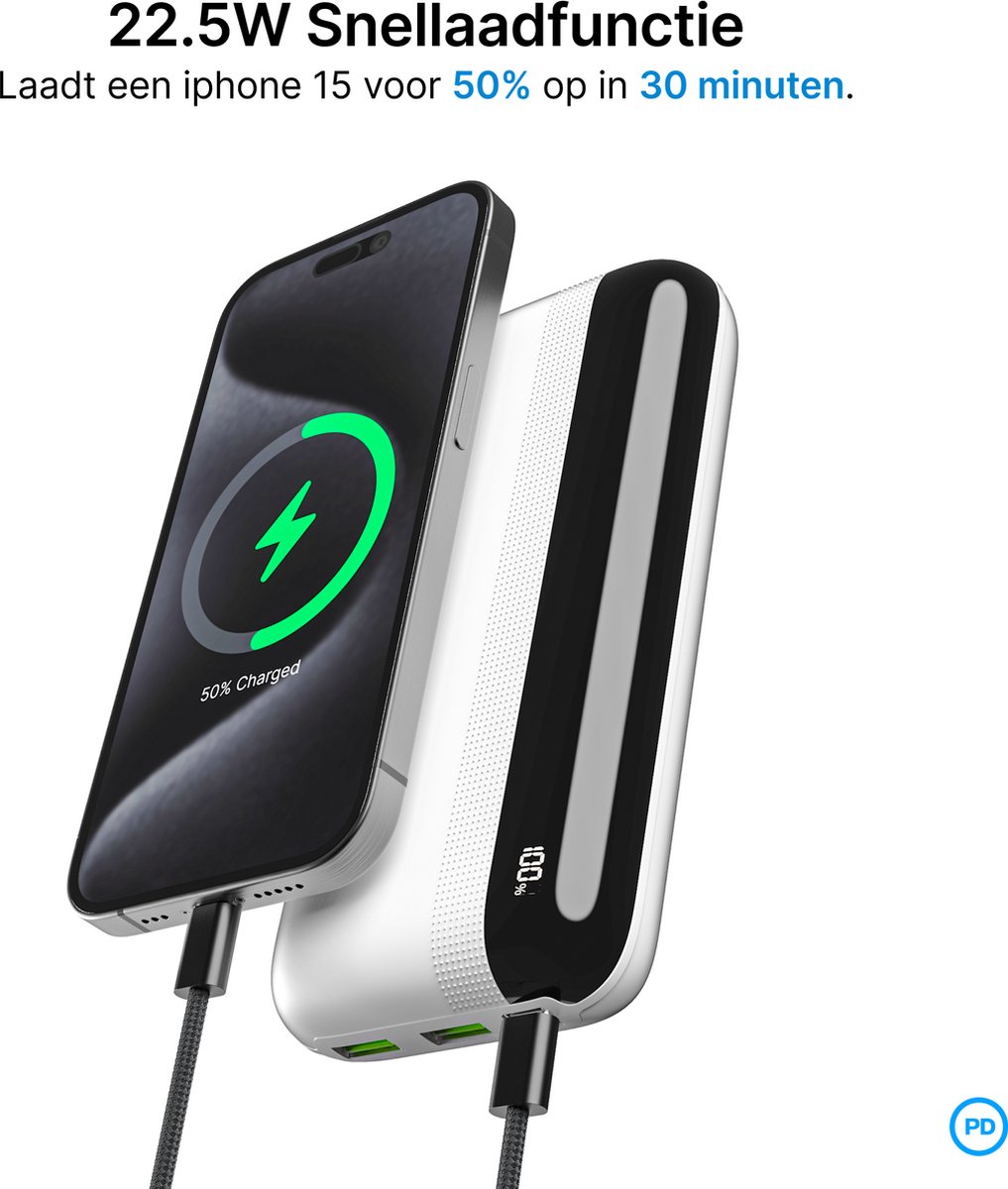 Voomy Powerbank 20000 mAh - Snellader 22.5W - LED Display - afbeelding 2