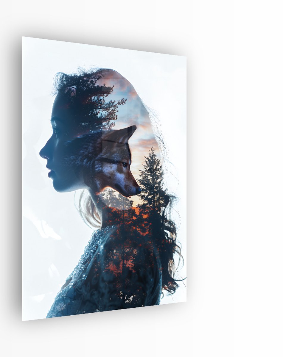 Indoorart Glasschilderij Wilde Ziel 40x60 CM - Afbeelding op plexiglas - Inclusief montagemateriaal wit,zwart, blauw, grijs