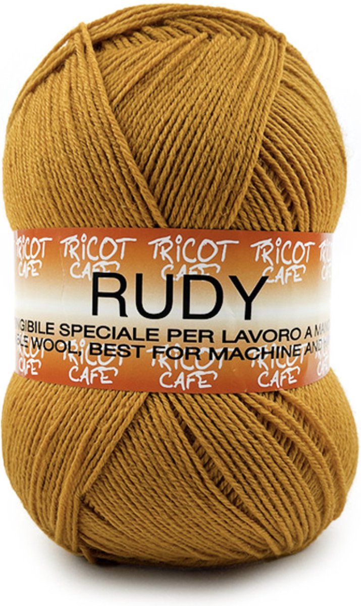 Tricot Cafè Tricot Café Rudy Warm en zacht garen gemaakt van een wol-acrylmix ideaal voor alle soorten breiwerk crochetwerk Naaldmaat: 3.50 4.00 250gr Oker kleur 1295