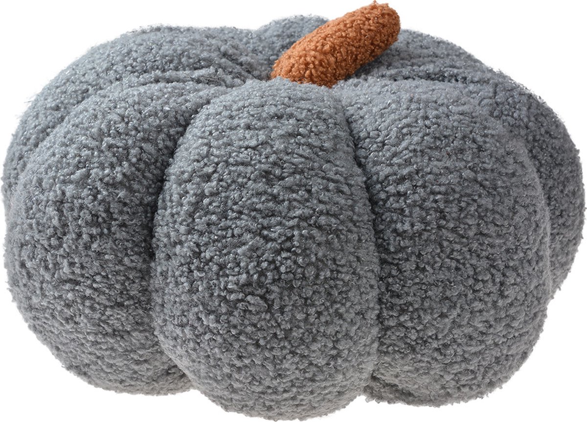 Clayre & Eef Sierkussen Pompoen Ø 28x18 cm Grijs Synthetisch