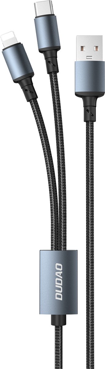 Dudao - 2in1 - USB-kabel voor opladen USB-A - USB Type C / micro USB / Lightning 6A 1,2m zwart - (TGL2)