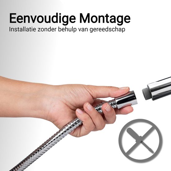 Differnz waterbesparende doucheslang - 1.5 meter - chroom - anti-twist