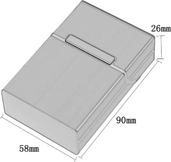 Actie4you® - Boîte à cigarettes - Aluminium - Porte-cigarette - Résistant aux intempéries - Boîte de rangement robuste - Rangez votre paquet de cigarettes - Argent