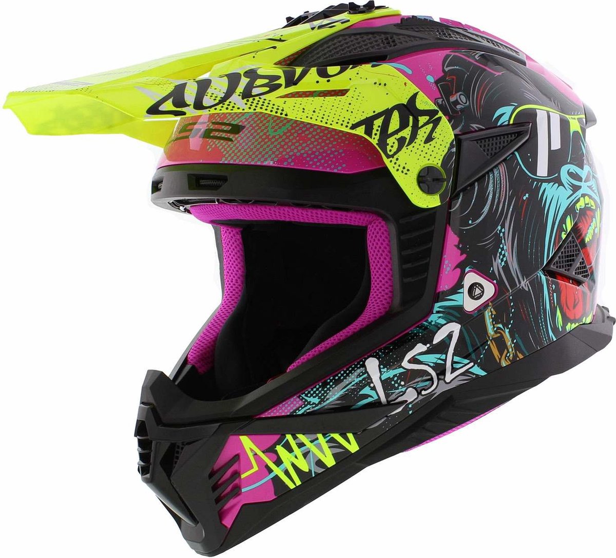 LS2 Helm Fast II Gorilla MX708 fluorroze / fluorgeel maat M