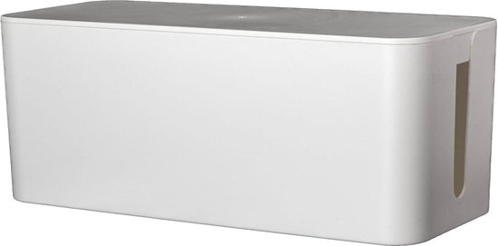 Relaxdays opbergbox stekkerdoos wit hout - kabelbox - kabelorganizer