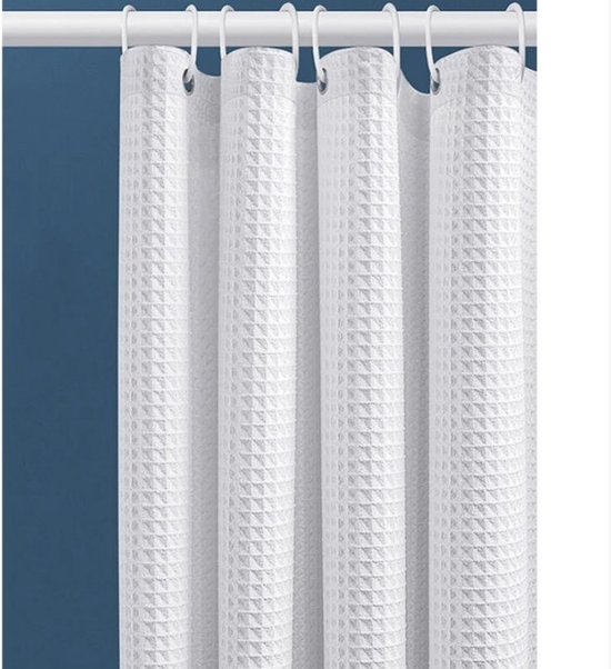 Lindong Premium wafelstof douchegordijn 240x200cm waterafstotend anti-schimmel badkamergordijn, beige 180x200cm