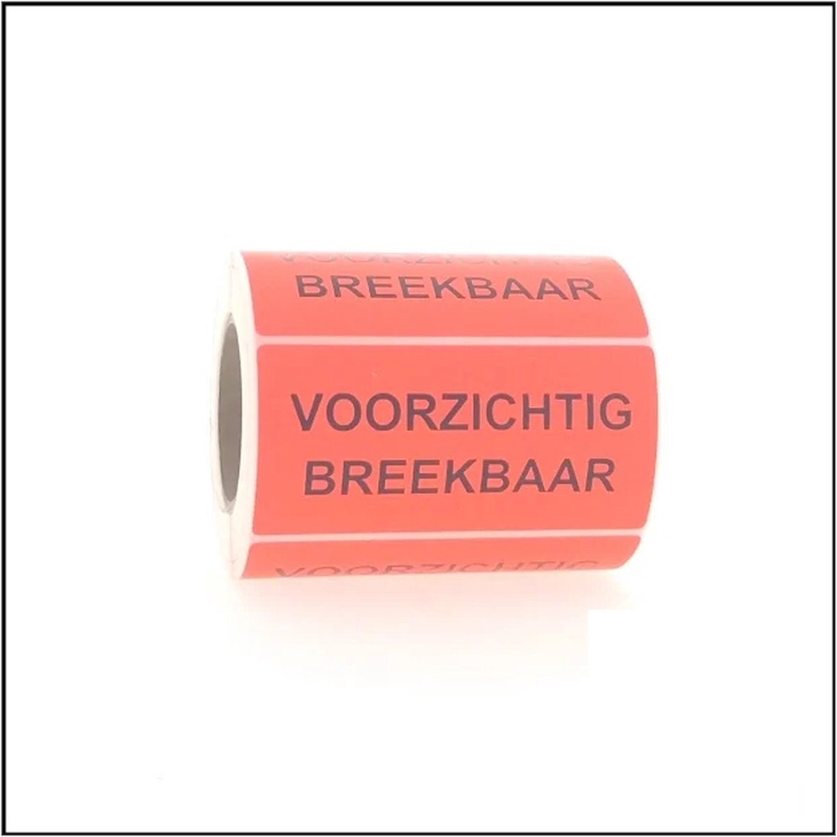 Set van 3 Rollen - Etiketten - Stickers - Voorzichtig Breekbaar - 98 x 48 mm - Fluor Rood - 3 rollen à 500 stuks
