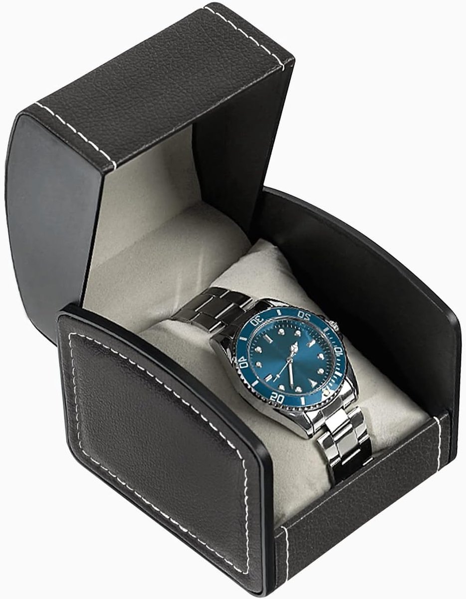 Luxe Horloge Giftbox - Zwart - PU Leer - Horlogedoos - Met Inlegkussentje - Kadobox - Cadeau - Verjaardag - Kerst - Sinterklaas - Feestdagen