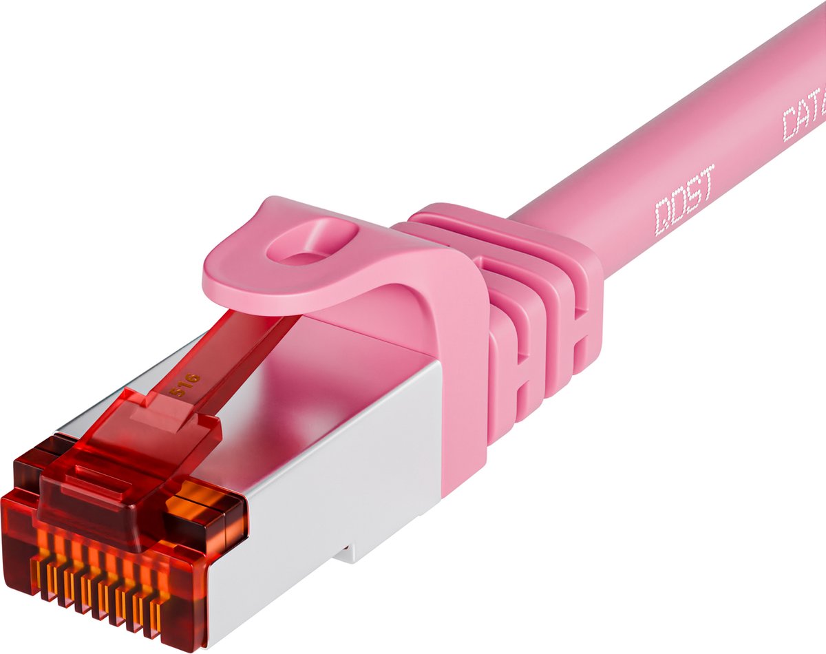 Qost - CAT6 internetkabel - 100% koper / SFTP - 10 Gbps / 250 MHz - RJ45 Connectoren - Patchkabel / Netwerkkabel - 30 meter - Roze