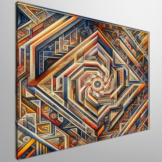 Olieverf escher schilderij | Mystieke meesterwerk: intrigerend Escher-geïnspireerd olieverfschilderij | Kunst - 30x30 centimeter op Canvas | Foto op Canvas