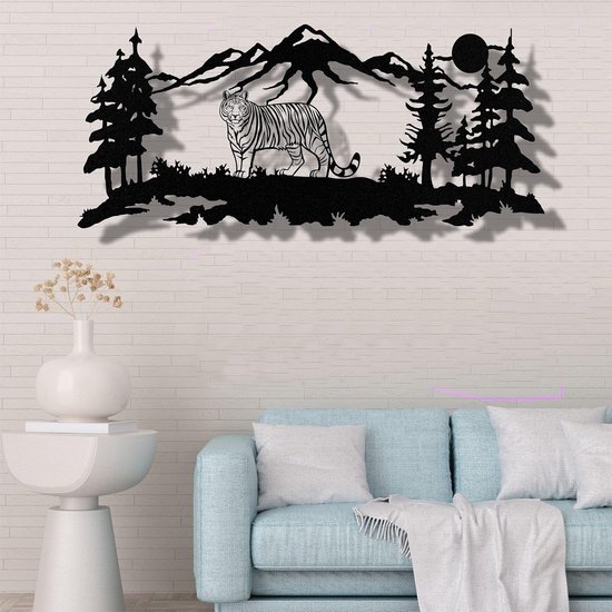 NORTH KAISER Metalen Wandkunst | Berg en Bos Sculpturen | Rustieke en Moderne Wanddecoratie voor Woonkamer, Huis, Slaapkamer, Kantoor, Keuken en Buiten (Wit, 74 x 49.3 cm