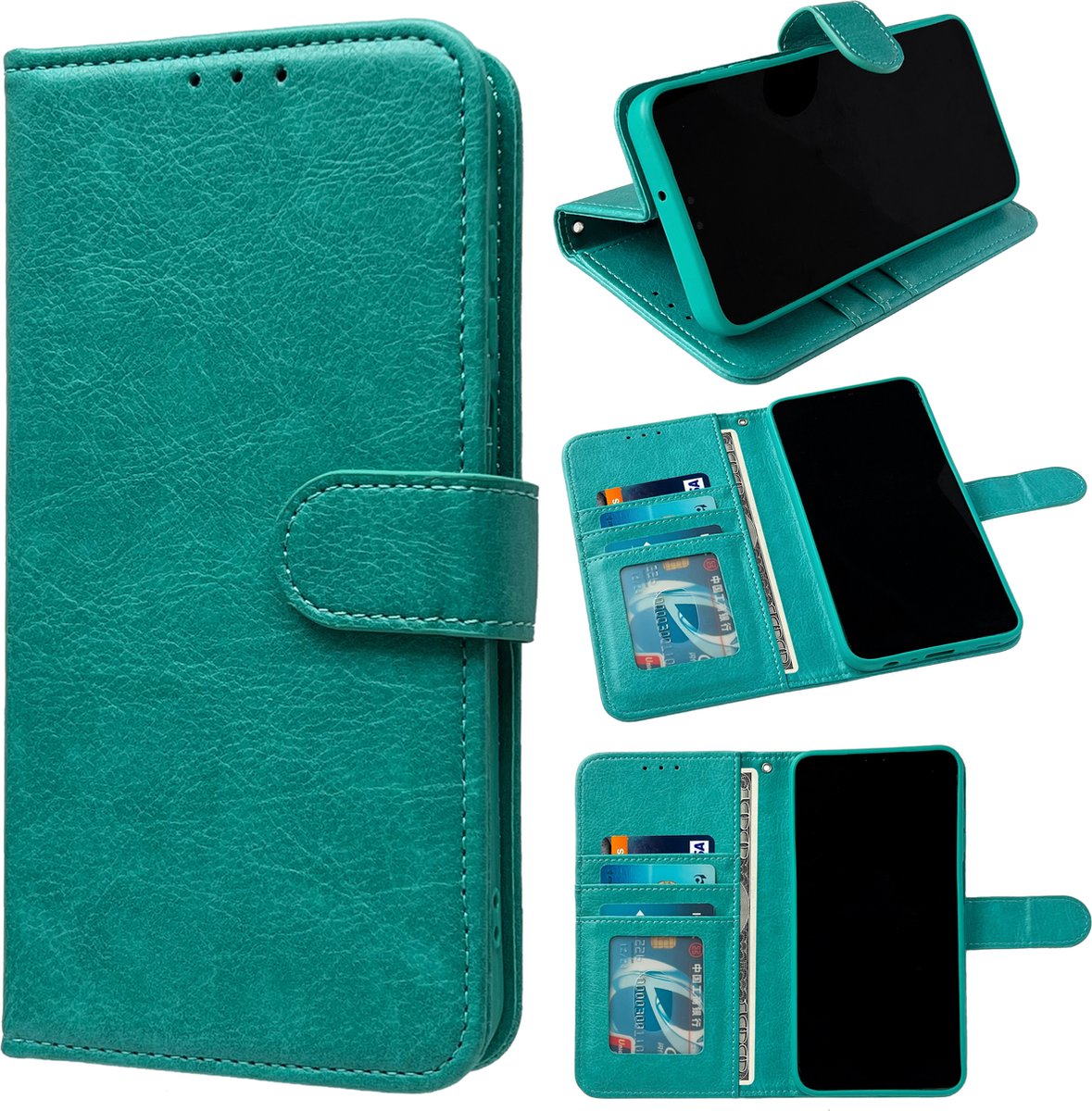 Casemania Hoesje Geschikt voor Apple iPhone 16 - Turquoise - Portemonnee Book Case