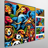 Pop art dieren schilderij | Expressieve beesten in levendige Pop Art creatie verbeeld | Kunst - 100x100 centimeter op Canvas | Foto op Canvas
