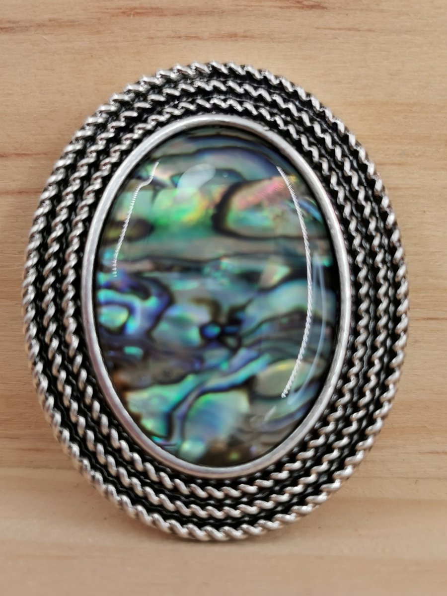 Magneet - broche - echte Parelmoer - Design - Ovaal - zilverkleur - voor - omslagdoek, sjaal en vest en als broche te sluiten zonder gaatjes te veroorzaken.