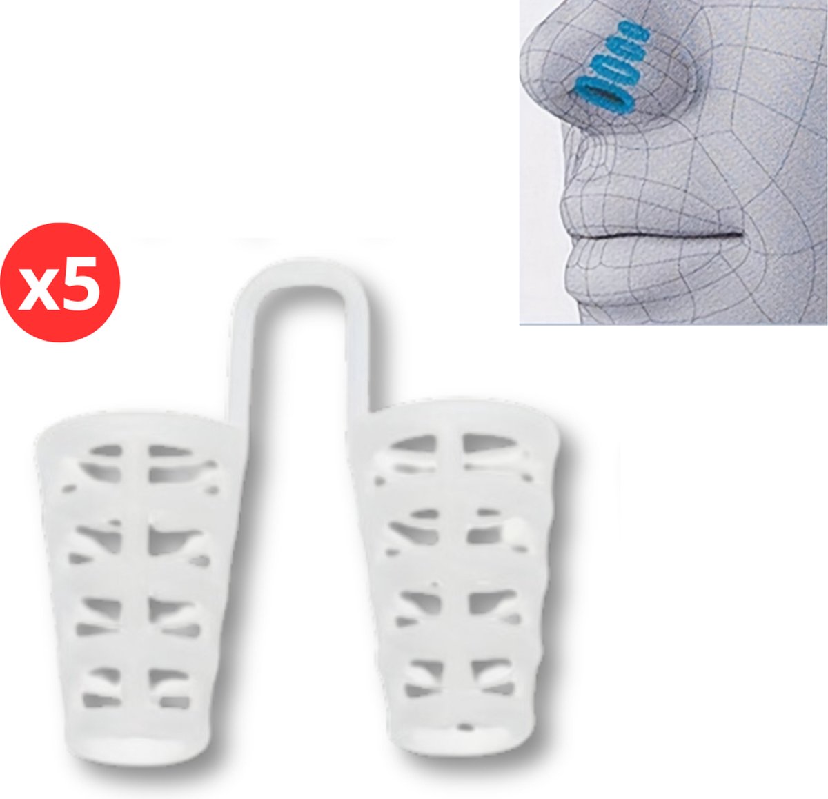 Bovista Anti Snurk - Snore Stopper - Beugel - Neusspreider - Clip - Apparaat - Snurken - Neusklem - 5 Stuks