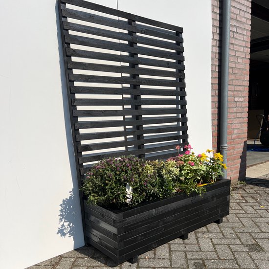 Tuin Plantenbak met Klimrek 2 stuks Zwart 80x40x143 cm