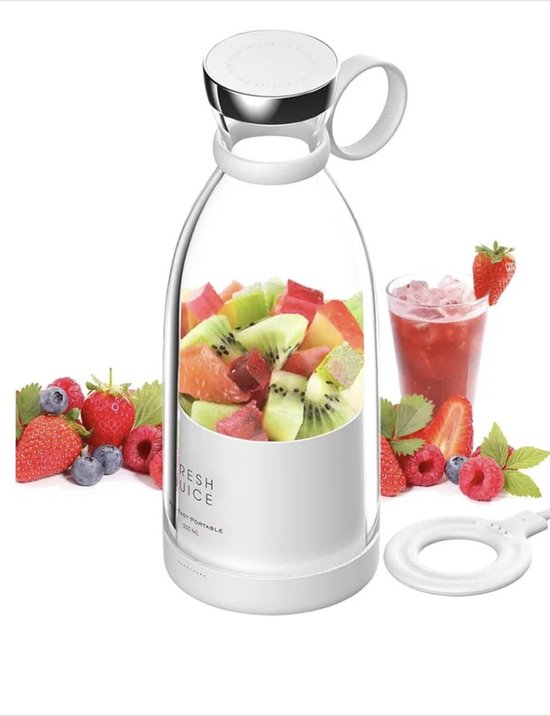 Foto: Draagbare oplaadbare mini blender to go smoothie fruit mixer wit